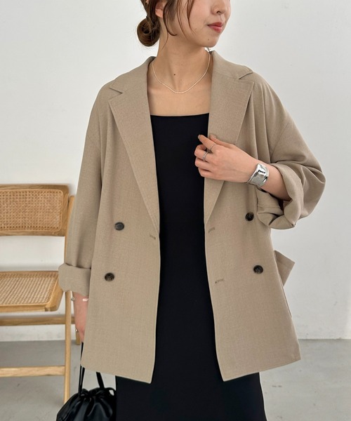 DISCOAT（ディスコート）の「【ユニセックス】テックリネンビッグシャツジャケット《WEB限定カラーあり》（シャツ/ブラウス・レディース・チャコールグレー/ベージュ/ブラック/グレー/ライトベージュ/グレイッシュベージュ/ブラウン・FREE/PS）」の7枚目の写真