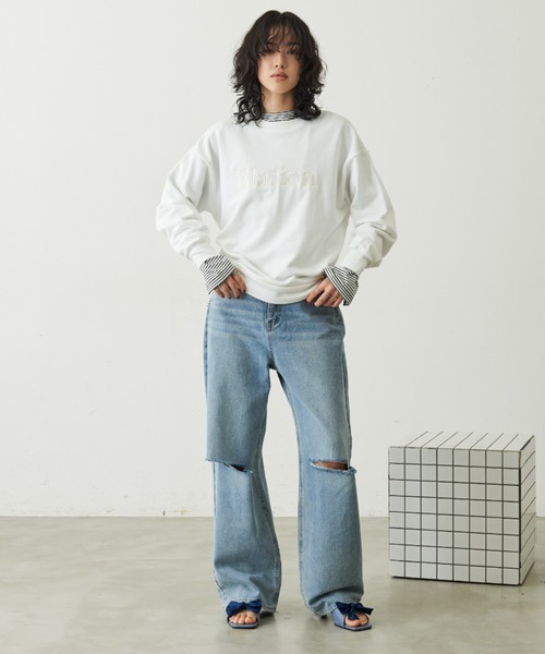 Aunt Marie's(アントマリーズ)の「刺繍ロゴオーバールーズスウェット(スウェット・レディース・ピンク/ホワイト/ライトブルー・FREE)」の9枚目の写真