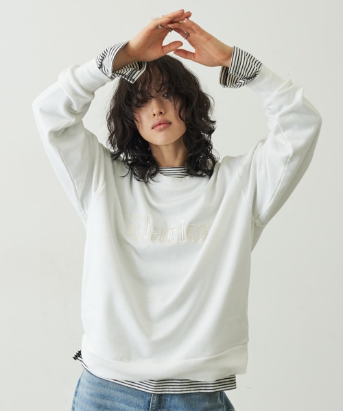 Aunt Marie's(アントマリーズ)の「刺繍ロゴオーバールーズスウェット(スウェット・レディース・ピンク/ホワイト/ライトブルー・FREE)」の5枚目の写真