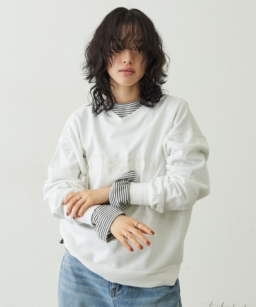 Aunt Marie's(アントマリーズ)の「刺繍ロゴオーバールーズスウェット(スウェット・レディース・ピンク/ホワイト/ライトブルー・FREE)」の6枚目の写真