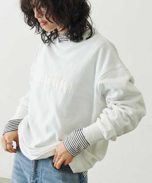 Aunt Marie's(アントマリーズ)の「刺繍ロゴオーバールーズスウェット(スウェット・レディース・ピンク/ホワイト/ライトブルー・FREE)」の4枚目の写真