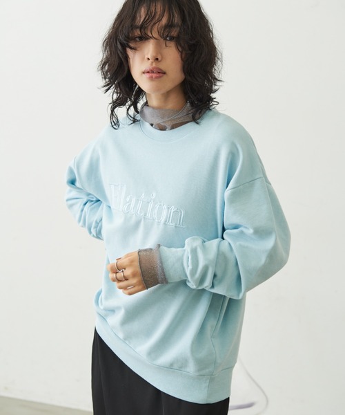 Aunt Marie's(アントマリーズ)の「刺繍ロゴオーバールーズスウェット(スウェット・レディース・ピンク/ホワイト/ライトブルー・FREE)」の10枚目の写真