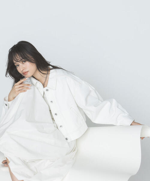 NATURAL BEAUTY BASIC（ナチュラルビューティーベーシック）の「◇クロップドデニムジャケット（デニムジャケット・レディース・ブルー/オフホワイト・SMALL/MEDIUM）」の18枚目の写真