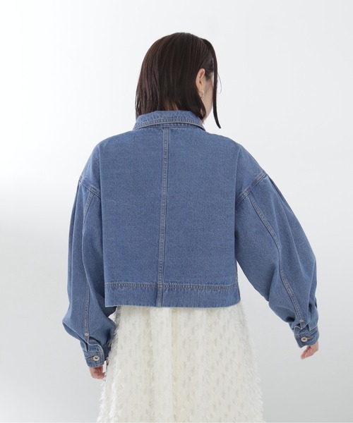NATURAL BEAUTY BASIC（ナチュラルビューティーベーシック）の「◇クロップドデニムジャケット（デニムジャケット・レディース・ブルー/オフホワイト・SMALL/MEDIUM）」の14枚目の写真
