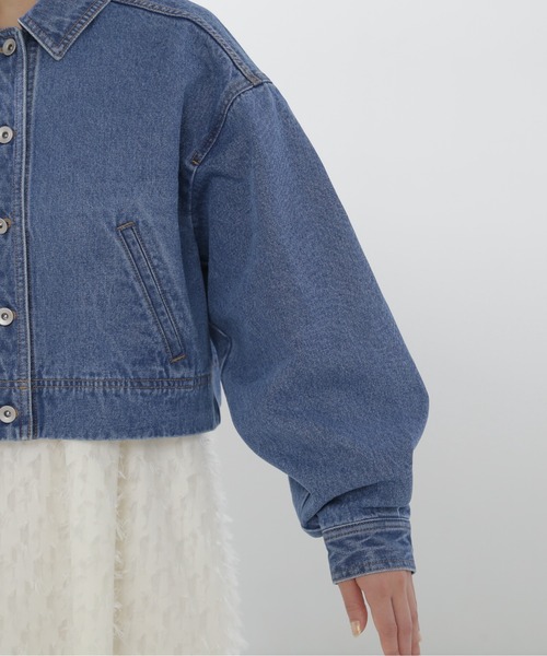 NATURAL BEAUTY BASIC（ナチュラルビューティーベーシック）の「◇クロップドデニムジャケット（デニムジャケット・レディース・ブルー/オフホワイト・SMALL/MEDIUM）」の12枚目の写真