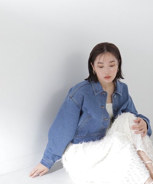 NATURAL BEAUTY BASIC（ナチュラルビューティーベーシック）の「◇クロップドデニムジャケット（デニムジャケット・レディース・ブルー/オフホワイト・SMALL/MEDIUM）」の13枚目の写真