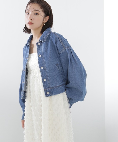 NATURAL BEAUTY BASIC（ナチュラルビューティーベーシック）の「◇クロップドデニムジャケット（デニムジャケット・レディース・ブルー/オフホワイト・SMALL/MEDIUM）」の11枚目の写真