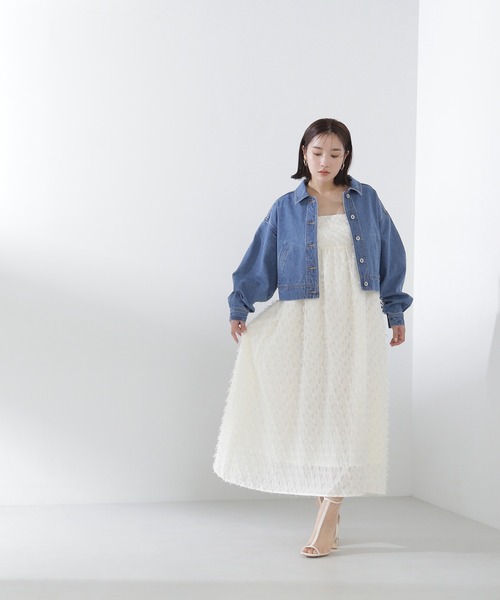 NATURAL BEAUTY BASIC（ナチュラルビューティーベーシック）の「◇クロップドデニムジャケット（デニムジャケット・レディース・ブルー/オフホワイト・SMALL/MEDIUM）」の7枚目の写真