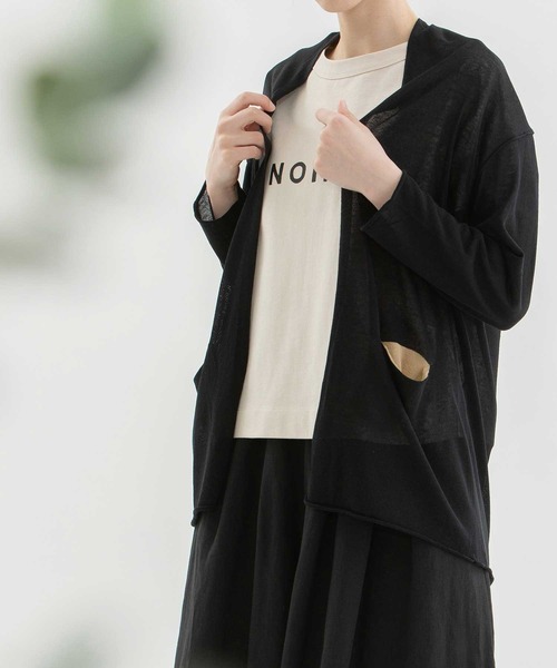 nop de nod（ノップドゥノッド）の「リネン混ケープカーディガン（カーディガン/ボレロ・レディース・キナリ/イエロー/ネイビー/ダークグレー/ブラック・3）」の3枚目の写真