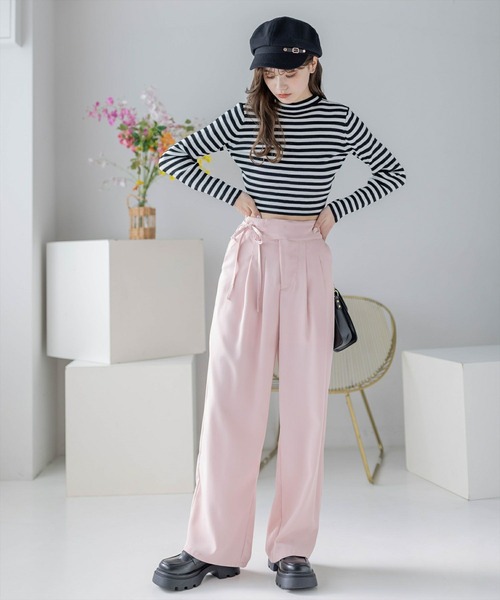 clear（クリア）の「ウエストリボンデザインツータックパンツ[骨格ストレート 着回し抜群 大人 カジュアル]（その他パンツ・レディース・ブラック/ベージュ/ピンク・M/S）」の18枚目の写真