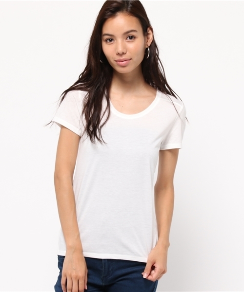 AZUL by moussy（アズールバイマウジー）の「TC天竺BCヨーク切替R/N半袖PO（Tシャツ/カットソー・レディース・ブラック/カーキ系/ブラック系その他/オフホワイト/ホワイト系その他・LARGE/MEDIUM/SMALL/X-LARGE/X-SMALL）」の18枚目の写真