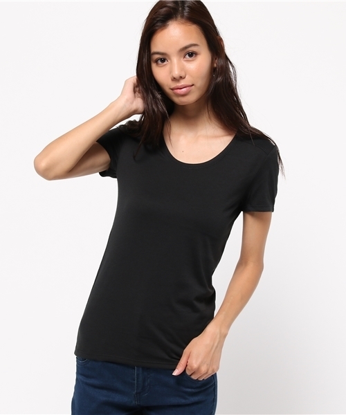 AZUL by moussy（アズールバイマウジー）の「TC天竺BCヨーク切替R/N半袖PO（Tシャツ/カットソー・レディース・ブラック/カーキ系/ブラック系その他/オフホワイト/ホワイト系その他・LARGE/MEDIUM/SMALL/X-LARGE/X-SMALL）」の15枚目の写真