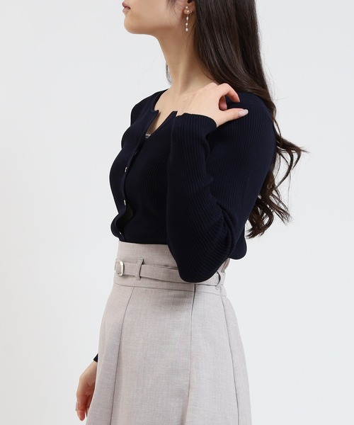 TRUDEA（トルディア）の「スリットネックリブカーディガン（カーディガン/ボレロ・レディース・ネイビー/ホワイト/ライトグレー/グリーン・MEDIUM/LARGE）」の20枚目の写真