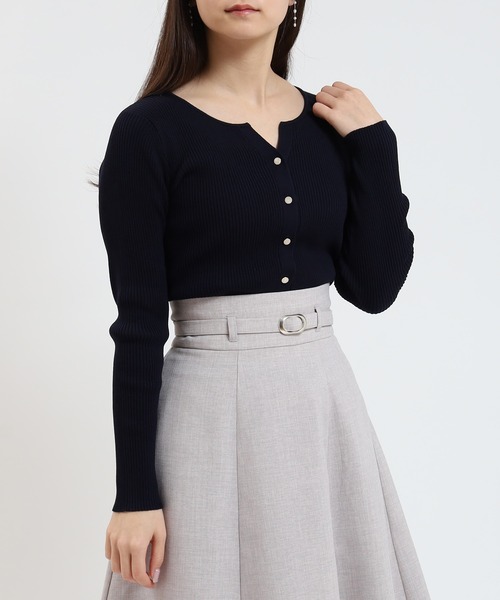 TRUDEA（トルディア）の「スリットネックリブカーディガン（カーディガン/ボレロ・レディース・ネイビー/ホワイト/ライトグレー/グリーン・MEDIUM/LARGE）」の21枚目の写真