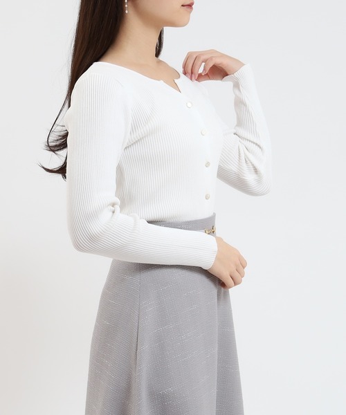TRUDEA（トルディア）の「スリットネックリブカーディガン（カーディガン/ボレロ・レディース・ネイビー/ホワイト/ライトグレー/グリーン・MEDIUM/LARGE）」の8枚目の写真