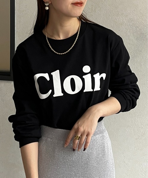 Thevon(ゼボン)の「CloirロゴプリントロングTシャツ(Tシャツ/カットソー・レディース・オフホワイト/ブラック・FREE)」の1枚目の写真