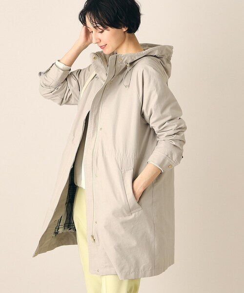 Dessin（デッサン）の「◆【チェック柄ライナー付き・洗える】フーデッドコート（S～L）（その他アウター・レディース・サックスブルー/ナチュラル/ベージュ/ネイビー・03/01/02）」の17枚目の写真