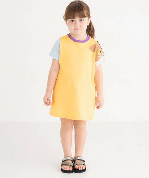 ami amie（アミアミ）の「ねこニット袖ワンピース（ワンピース・キッズ・イエロー/パープル・130cm/120cm/110cm/100cm）」の3枚目の写真