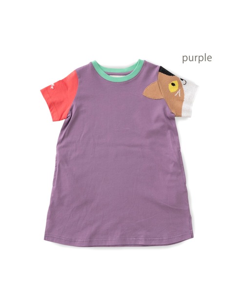 ami amie（アミアミ）の「ねこニット袖ワンピース（ワンピース・キッズ・イエロー/パープル・130cm/120cm/110cm/100cm）」の8枚目の写真