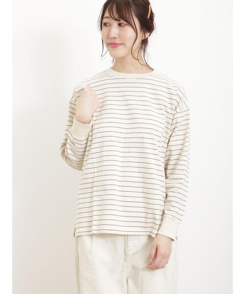 Samansa Mos2(サマンサ モスモス)の「柄アソートロングスリーブTシャツ(Tシャツ/カットソー・レディース・ベージュ/オフホワイト/ブラック/モカ・F)」の4枚目の写真