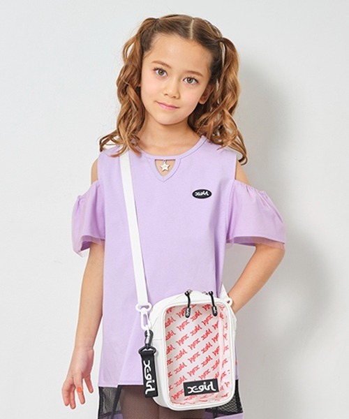 X-girl Stages(エックスガールステージス)の「総柄クリアショルダーバッグ(ショルダーバッグ・キッズ・オフホワイト/ブラック・FREE)」の1枚目の写真