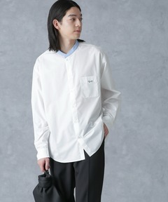 22AW マーガレットハウエル　PLAIN POPLIN カラーレスシャツ　白 PLAIN POPLIN（シャツ/ブラウス）｜MARGARET HOWELL