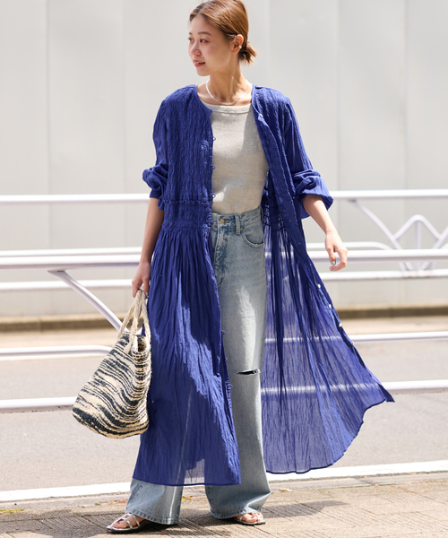 JOURNAL STANDARD relume（ジャーナルスタンダード　レリューム）の「《追加》コットンボイルクリンクルシャーリングワンピース（ワンピース・レディース・グリーン/ブラック系その他/ブラック/ブルー・FREE）」の15枚目の写真