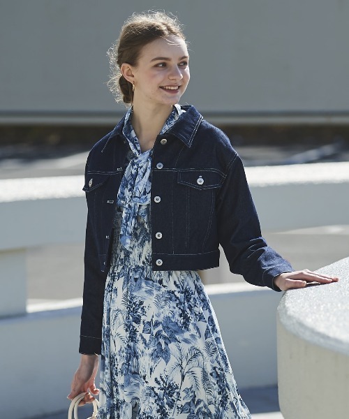 ロージーモンスター　チュールデニムジャケット　ホワイト　新品未使用タグ付き セール】クロップドデニムジャケット（デニムジャケット）｜AND