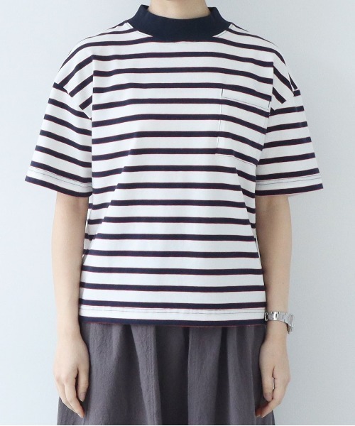 PAR ICI（パーリッシィ）の「マルチボーダー 半袖Tシャツ（Tシャツ/カットソー・レディース・ピンク/ホワイト/ブルー・FREE）」の8枚目の写真