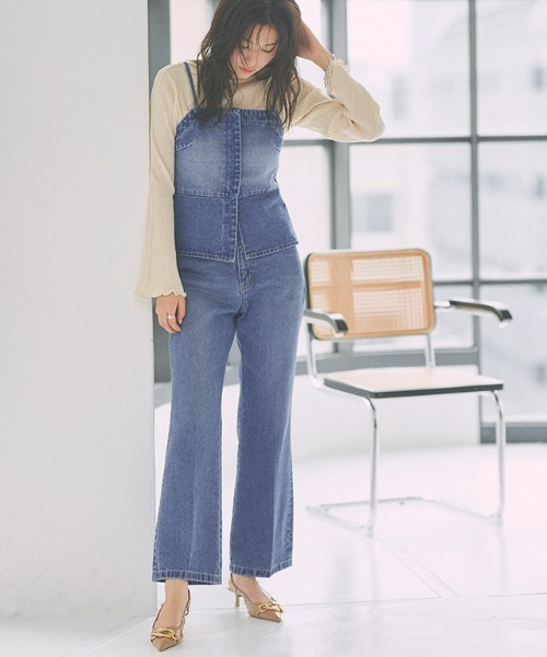 Pierrot(ピエロ)の「フレアデニムパンツ(デニムパンツ・レディース・ブルー/サックスブルー・PM/M/L)」の19枚目の写真