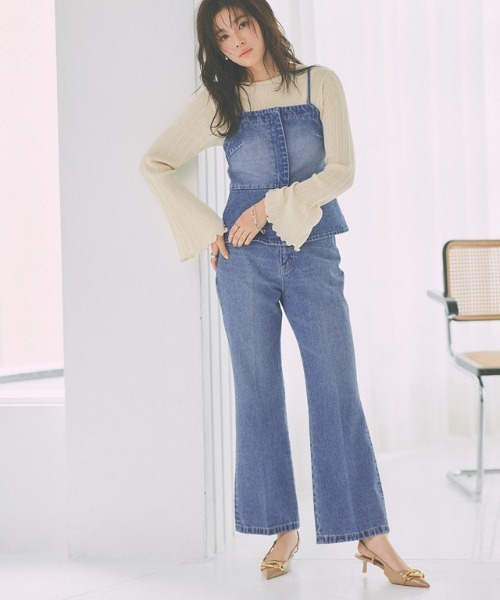 Pierrot(ピエロ)の「フレアデニムパンツ(デニムパンツ・レディース・ブルー/サックスブルー・PM/M/L)」の20枚目の写真