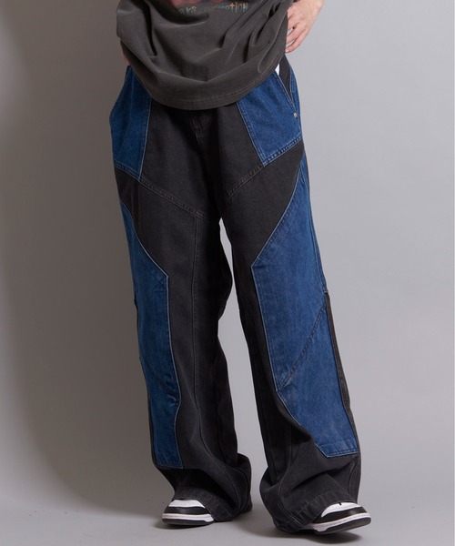 デニム・ジーパン CPGN STUDIO mixed cut wide denim pants 4FT003 CPGN STUDIO mixed cut wide denim pants 4FT003 パンツ・ボトムス