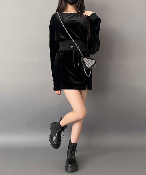 DearMyLoveMillor(ディアマイラブミラー)の「エンボスロゴベロアセットアップ(ワンピース・レディース・ベビーピンク/ブラック・MEDIUM/LARGE/LL/3L)」の12枚目の写真