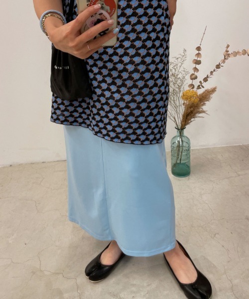 byYOUANCE（バイユアンス）の「ハイウエストタイトロングスカート（スカート・レディース・グリーン/ピンク/オレンジ/ブラック/サックスブルー/アイボリー/イエロー・FREE）」の2枚目の写真