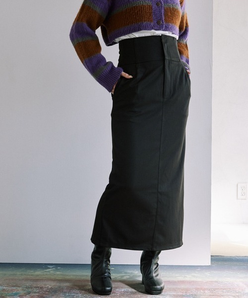 byYOUANCE（バイユアンス）の「ハイウエストタイトロングスカート（スカート・レディース・グリーン/ピンク/オレンジ/ブラック/サックスブルー/アイボリー/イエロー・FREE）」の3枚目の写真