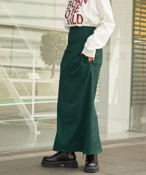 byYOUANCE（バイユアンス）の「ハイウエストタイトロングスカート（スカート・レディース・グリーン/ピンク/オレンジ/ブラック/サックスブルー/アイボリー/イエロー・FREE）」の9枚目の写真