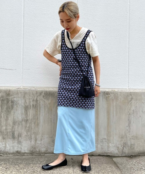 byYOUANCE（バイユアンス）の「ハイウエストタイトロングスカート（スカート・レディース・グリーン/ピンク/オレンジ/ブラック/サックスブルー/アイボリー/イエロー・FREE）」の14枚目の写真