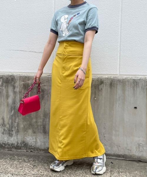 byYOUANCE（バイユアンス）の「ハイウエストタイトロングスカート（スカート・レディース・グリーン/ピンク/オレンジ/ブラック/サックスブルー/アイボリー/イエロー・FREE）」の17枚目の写真