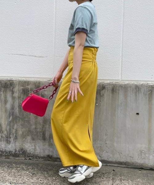 byYOUANCE（バイユアンス）の「ハイウエストタイトロングスカート（スカート・レディース・グリーン/ピンク/オレンジ/ブラック/サックスブルー/アイボリー/イエロー・FREE）」の18枚目の写真