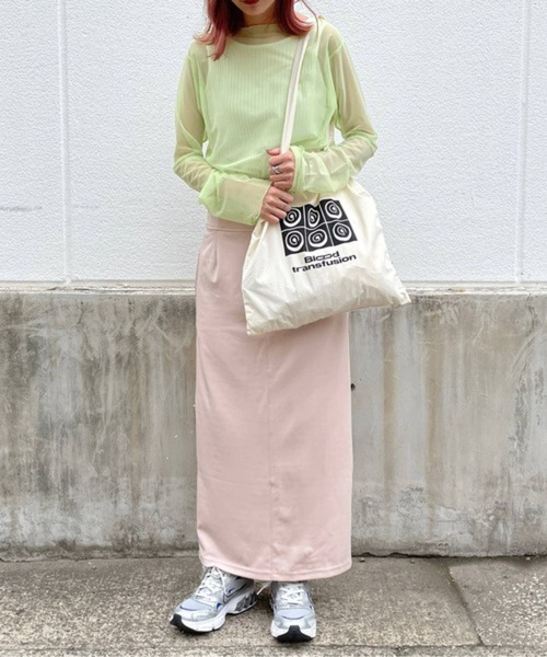 byYOUANCE（バイユアンス）の「ハイウエストタイトロングスカート（スカート・レディース・グリーン/ピンク/オレンジ/ブラック/サックスブルー/アイボリー/イエロー・FREE）」の11枚目の写真