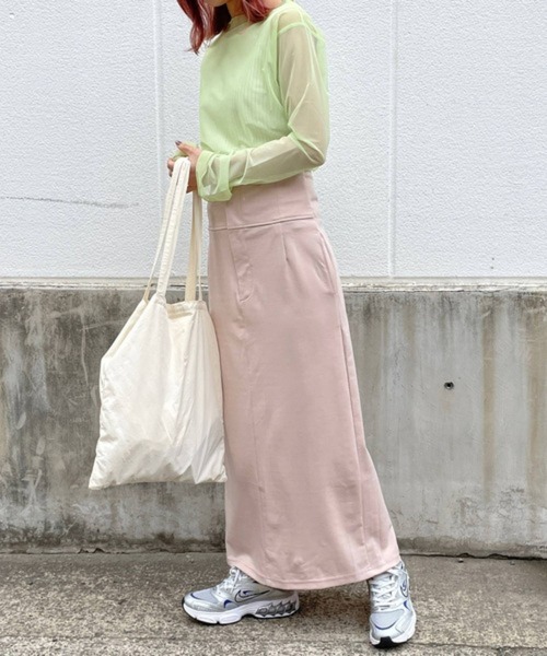 byYOUANCE（バイユアンス）の「ハイウエストタイトロングスカート（スカート・レディース・グリーン/ピンク/オレンジ/ブラック/サックスブルー/アイボリー/イエロー・FREE）」の12枚目の写真