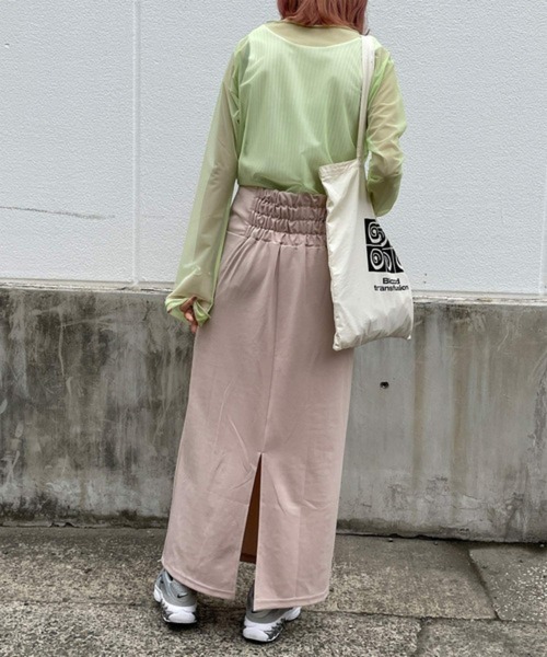 byYOUANCE（バイユアンス）の「ハイウエストタイトロングスカート（スカート・レディース・グリーン/ピンク/オレンジ/ブラック/サックスブルー/アイボリー/イエロー・FREE）」の13枚目の写真