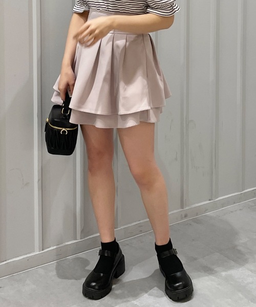 abc une face（アーベーセーアンフェイス）の「ダブルフレアミニスカート（スカート・レディース・ブラック系その他/ブラック系その他2/ブラック/グレー系その他/ピンク/ブラック系その他3/ホワイト系その他・FREE）」の7枚目の写真