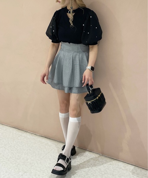 abc une face（アーベーセーアンフェイス）の「ダブルフレアミニスカート（スカート・レディース・ブラック系その他/ブラック系その他2/ブラック/グレー系その他/ピンク/ブラック系その他3/ホワイト系その他・FREE）」の19枚目の写真