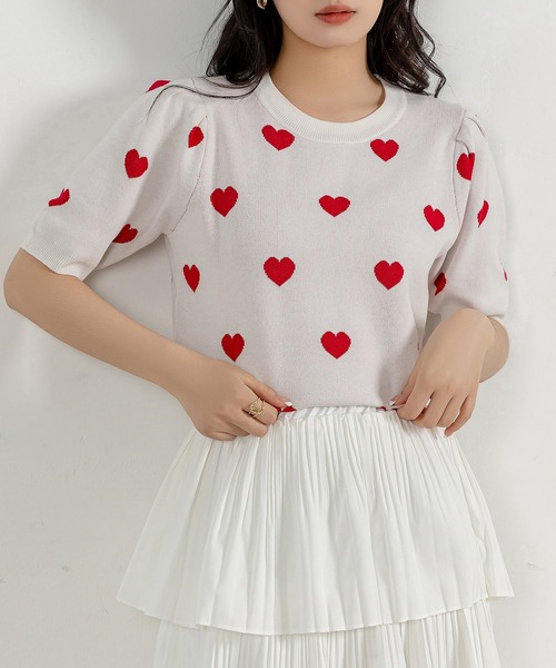 DAY CLOSET（デイ クローゼット）の「レディース 半袖レトロガーリーハイゲージニットトップス（ニット/セーター・レディース・ブラック/ホワイト/ブラック系その他/グレイッシュベージュ・FREE）」の8枚目の写真