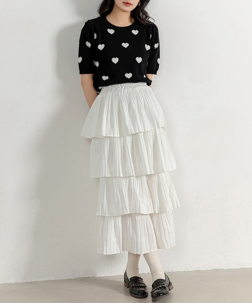 DAY CLOSET（デイ クローゼット）の「レディース 半袖レトロガーリーハイゲージニットトップス（ニット/セーター・レディース・ブラック/ホワイト/ブラック系その他/グレイッシュベージュ・FREE）」の19枚目の写真