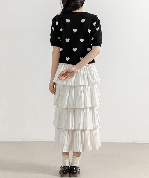 DAY CLOSET（デイ クローゼット）の「レディース 半袖レトロガーリーハイゲージニットトップス（ニット/セーター・レディース・ブラック/ホワイト/ブラック系その他/グレイッシュベージュ・FREE）」の20枚目の写真