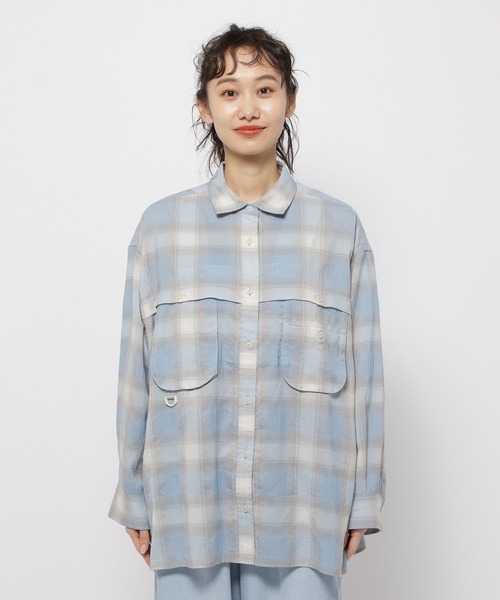 niko and...(ニコアンド)の「フィッシングチェックシアーシャツ(シャツ/ブラウス・レディース・ライトブルー/アイボリー/オレンジ・FREE)」の13枚目の写真