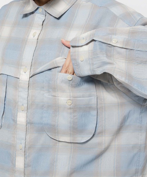 niko and...(ニコアンド)の「フィッシングチェックシアーシャツ(シャツ/ブラウス・レディース・ライトブルー/アイボリー/オレンジ・FREE)」の8枚目の写真