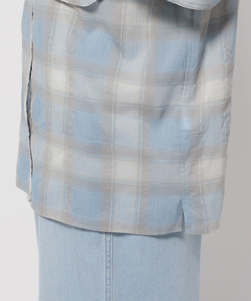 niko and...(ニコアンド)の「フィッシングチェックシアーシャツ(シャツ/ブラウス・レディース・ライトブルー/アイボリー/オレンジ・FREE)」の10枚目の写真